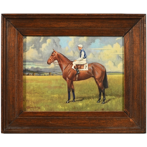 653 - Kingsley S. Chalon (1872-1932) - Two Horses and a Foal in a Stable, signed, oil on panel, 29 x 39cm;... 