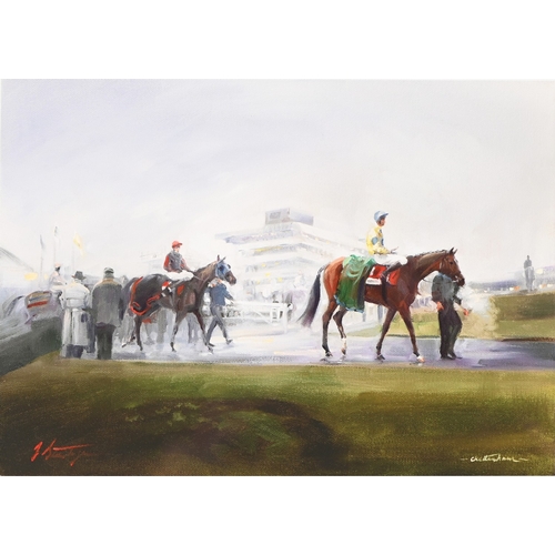 653 - Kingsley S. Chalon (1872-1932) - Two Horses and a Foal in a Stable, signed, oil on panel, 29 x 39cm;... 