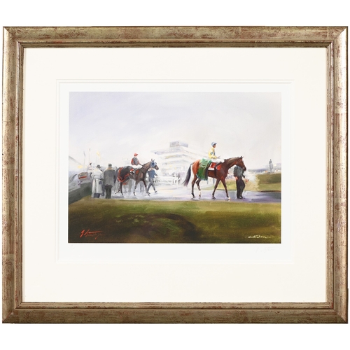 653 - Kingsley S. Chalon (1872-1932) - Two Horses and a Foal in a Stable, signed, oil on panel, 29 x 39cm;... 