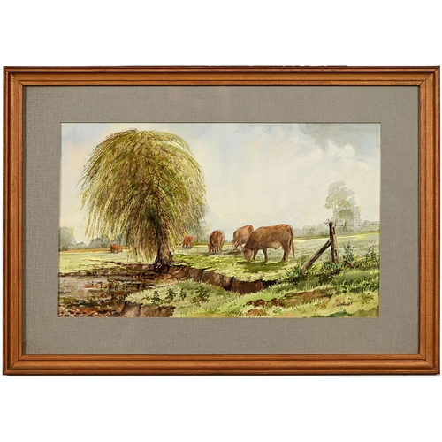 660 - Creswick Boydell RCA (1861-1919)- Sheep in Winter, signed, watercolour, 18.5 x 26cm; with two river ... 