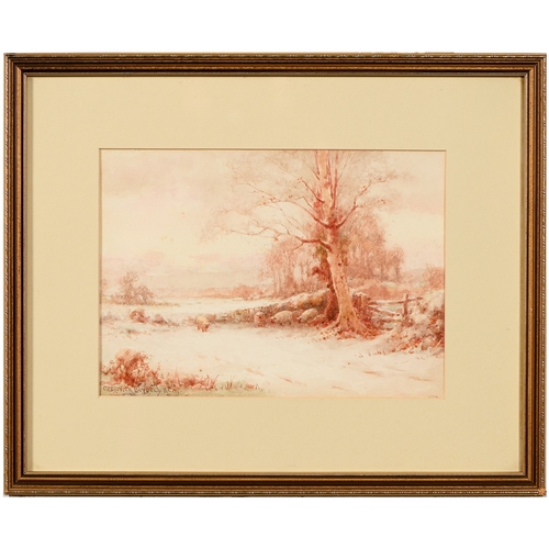 660 - Creswick Boydell RCA (1861-1919)- Sheep in Winter, signed, watercolour, 18.5 x 26cm; with two river ... 