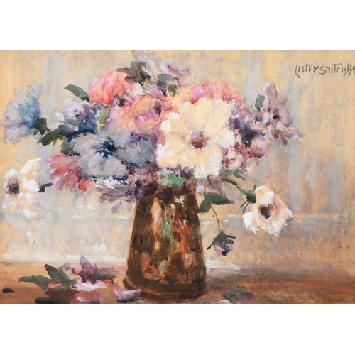 669 - Lester Sutcliffe (1848-1933) - Still Life of Pink and Yellow Primroses in Water, signed, oil on canv... 