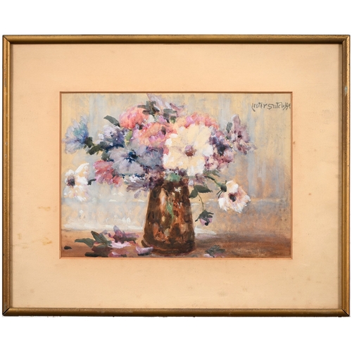 669 - Lester Sutcliffe (1848-1933) - Still Life of Pink and Yellow Primroses in Water, signed, oil on canv... 