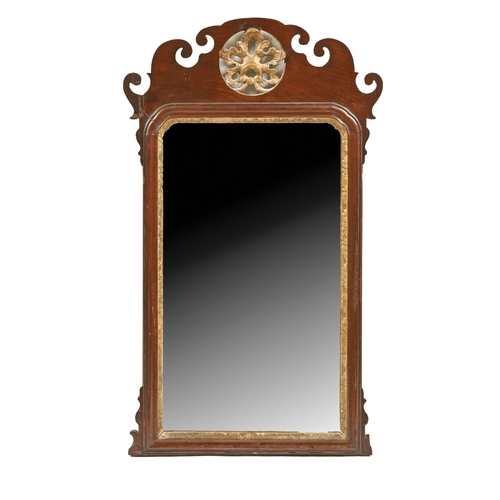 695 - A Victorian parcel gilt mahogany fretwork mirror, 77 x 46cm... 