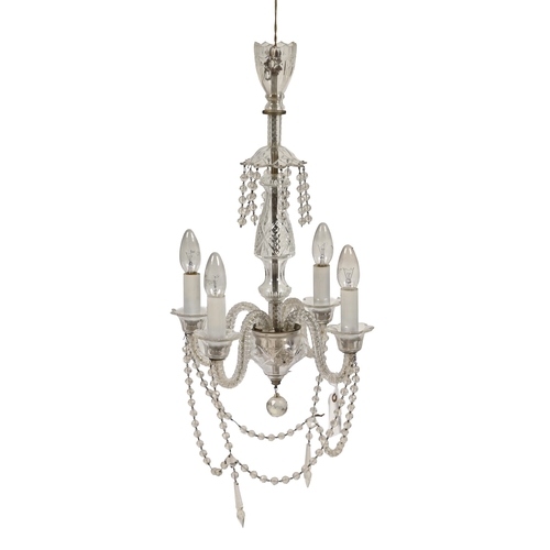 698 - A cut glass four-branch chandelier, early 20th c, 58cm h