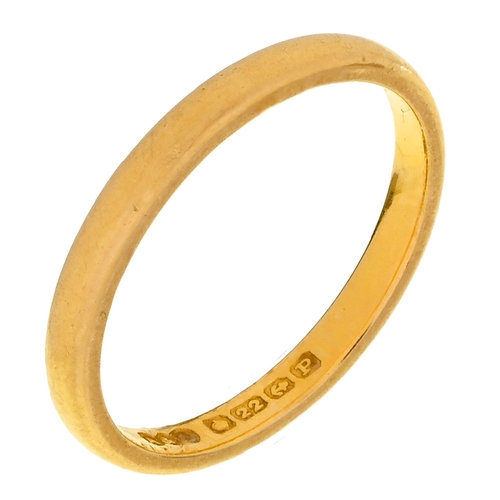74 - A 22t gold wedding ring, 2.4g, size J