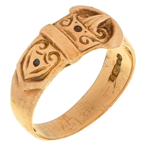 76 - A 9ct gold buckle ring, London 1968, 4.5g, size P