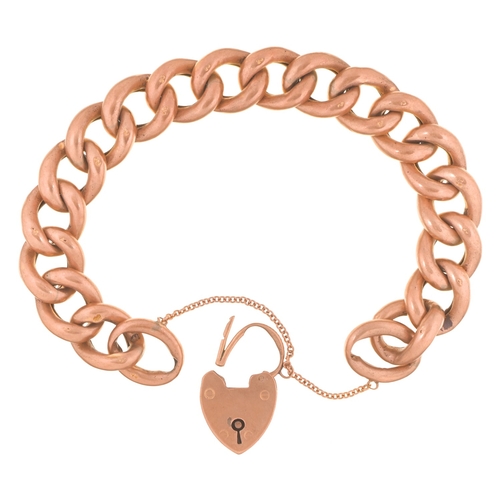 96 - A gold bracelet and padlock, 20cm l, marked 9c/9ct, 29.6g