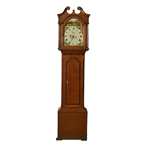 749 - A Victorian oak and fruitwood eight-day longcase clock, break arched dial with date sector, subsidia... 