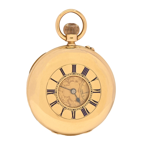 125 - An 18ct gold half hunting cased keyless lever 'Ludgate' watch, J W Benson Ltd,&nbsp;with foliate eng... 