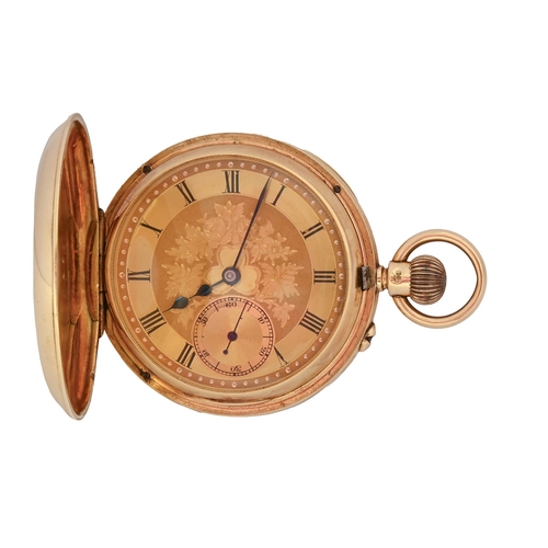 125 - An 18ct gold half hunting cased keyless lever 'Ludgate' watch, J W Benson Ltd,&nbsp;with foliate eng... 