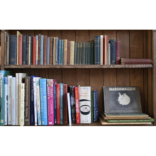 566 - Books. Five shelves of general stock, late 19th c and later, including seven Punch annuals in decora... 