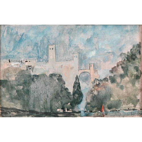 598 - Hercules Brabazon Brabazon (1821-1906) - Rialto Bridge, Venice, monogrammed in pencil, charcoal on p... 