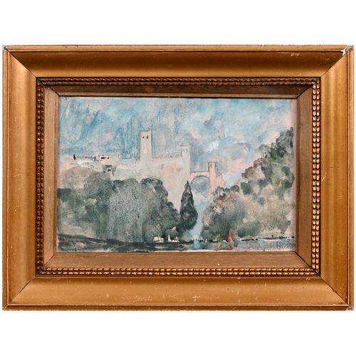 598 - Hercules Brabazon Brabazon (1821-1906) - Rialto Bridge, Venice, monogrammed in pencil, charcoal on p... 