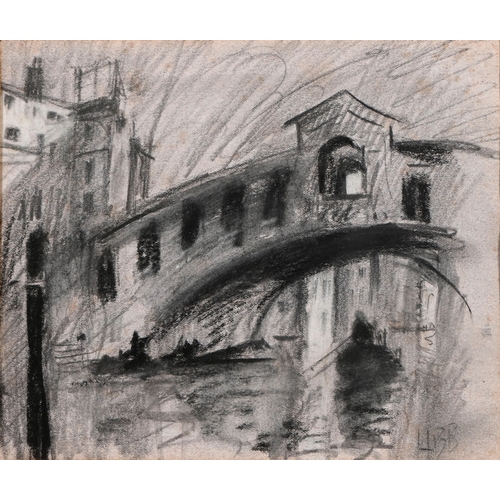 598 - Hercules Brabazon Brabazon (1821-1906) - Rialto Bridge, Venice, monogrammed in pencil, charcoal on p... 