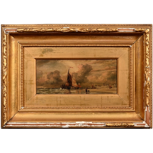 599 - Attributed to George Elgar Hicks RA - Schooners on the Shore, the background with figures, a church,... 