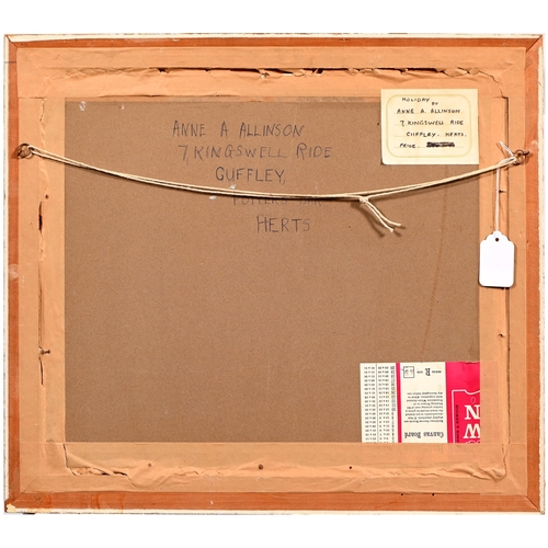 605 - Anne A. Allinson, mid-20th century - Holiday, attributed and titled verso, oil on board, 41 x 52cm... 