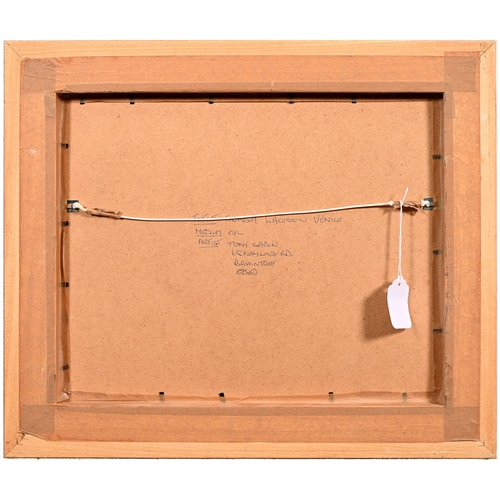 606 - Tony Sabin, late 20th century- Sunset Over Venice, signed, oil on board, 19 x 27.5cm... 