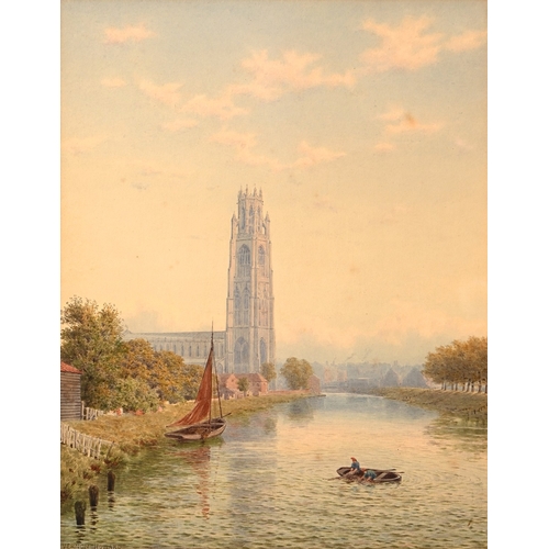 609 - Vernon Howard (1840-1902) - St Botolph's Church (The Boston Stump), signed, watercolour, 45.5 x 35.5... 