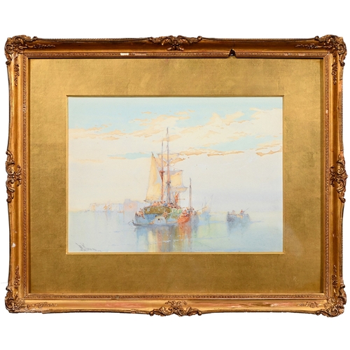 610 - William Knox (1862-1925) - The Venetian Lagoon, a pair, signed, watercolours, 27 x 37cm, (2)... 