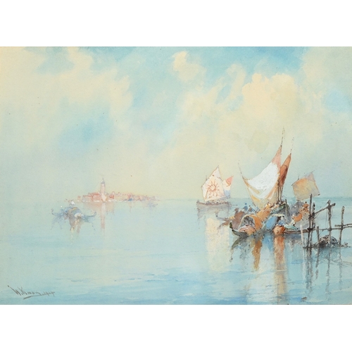610 - William Knox (1862-1925) - The Venetian Lagoon, a pair, signed, watercolours, 27 x 37cm, (2)... 
