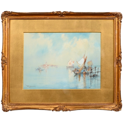 610 - William Knox (1862-1925) - The Venetian Lagoon, a pair, signed, watercolours, 27 x 37cm, (2)... 