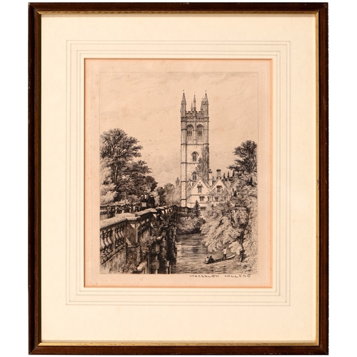 613 - English School, early-mid 19th century - St John's Pulpit, Magdalen College, Oxford, titled verso, w... 