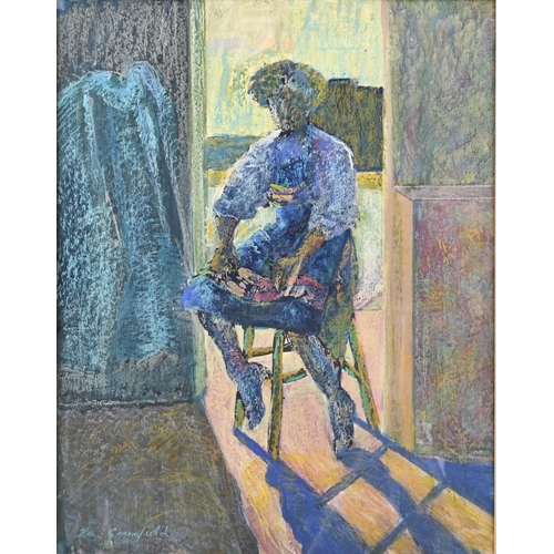 621 - Helen Greenfield, 20th century - Study of a Seamstress, signed, mixed media on paper, 62 x 49.5cm... 