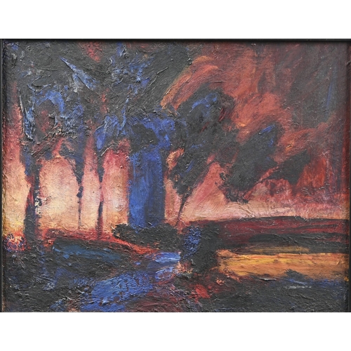 625 - Clench, 64 - An Army by Moonlight, signed and dated 64, oil on board, 34.5 x 44cm; Jeremy Leigh, lat... 