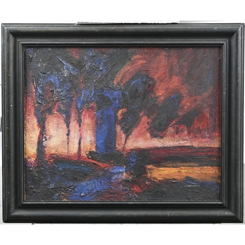 625 - Clench, 64 - An Army by Moonlight, signed and dated 64, oil on board, 34.5 x 44cm; Jeremy Leigh, lat... 