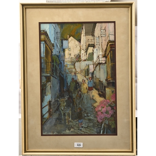 626 - Frederick George Wills (1901-1993) - Clovelly, Devon, signed, attributed and titled Dennis Caldicott... 