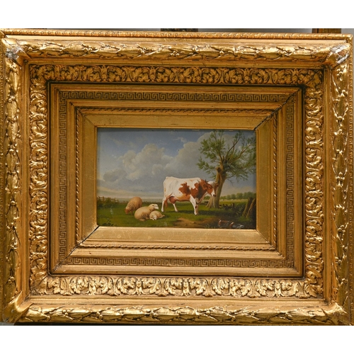 635 - English School, 19th century style - The Duck Pond, indistinctly signed, oil on board, 16 x 26cm... 