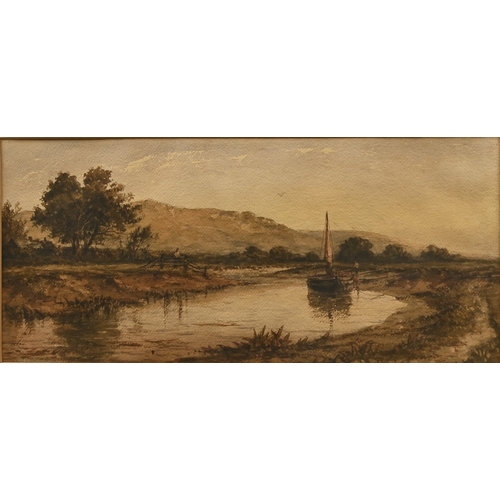 648 - Attributed to Peter De Wint - On the River Adur near Bramber, attributed and titled mount, watercolo... 