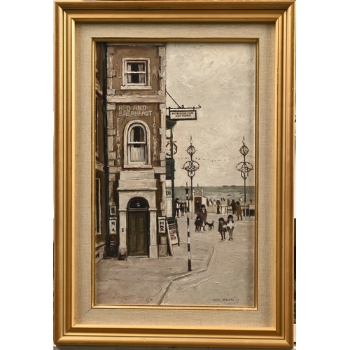 651 - Peter Brannan (1926 - 1994) - Seaside Boarding House, signed and dated 77, titled labels verso, oil ... 