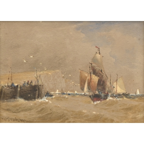662 - Thomas Bush Hardy (1842-1897) - Ships off the South Coast, signed, indistinctly inscribed and dated ... 