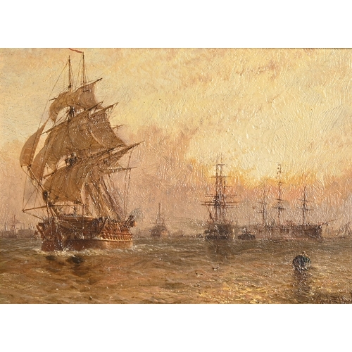 663 - Claude Thomas Stanfield Moore (1853-1901) - Busy Shipping Channel at Sunset, signed and dated 84, fu... 