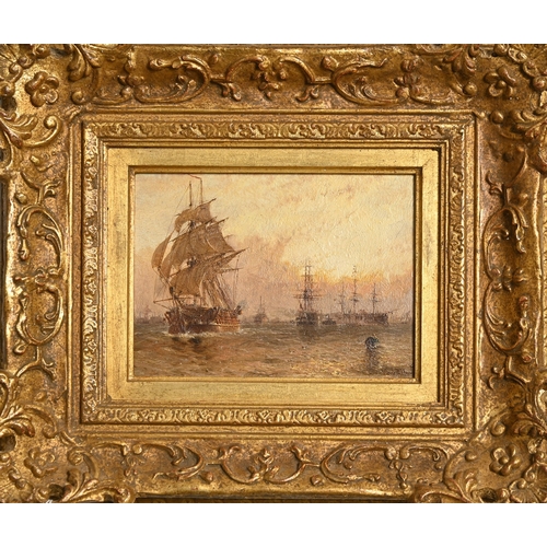 663 - Claude Thomas Stanfield Moore (1853-1901) - Busy Shipping Channel at Sunset, signed and dated 84, fu... 