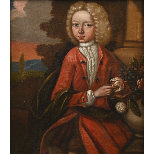 671 - 18th century School, c 1735 - Portrait of a Young Gentleman, three-quarter length, alluding to a mar... 