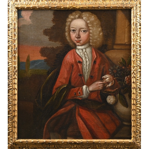 671 - 18th century School, c 1735 - Portrait of a Young Gentleman, three-quarter length, alluding to a mar... 