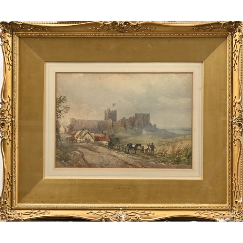682 - Follower of Peter De Wint - Castle by the Coast, attributed mount, watercolour, 22.5 x 32cm... 