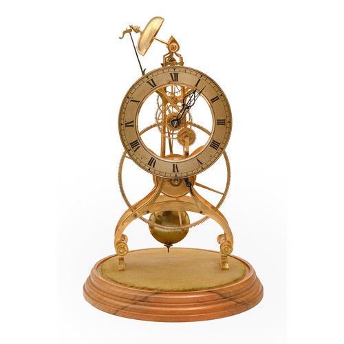 481 - A brass skeleton clock, John Kelly, Liverpool, mid 19th c, with great wheel and anchor escapement, b... 