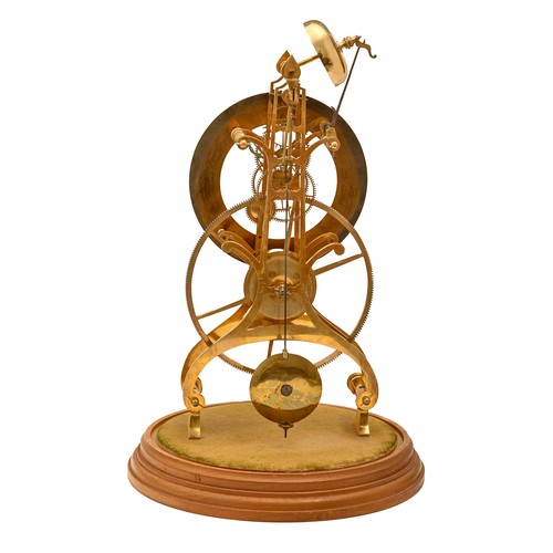 481 - A brass skeleton clock, John Kelly, Liverpool, mid 19th c, with great wheel and anchor escapement, b... 