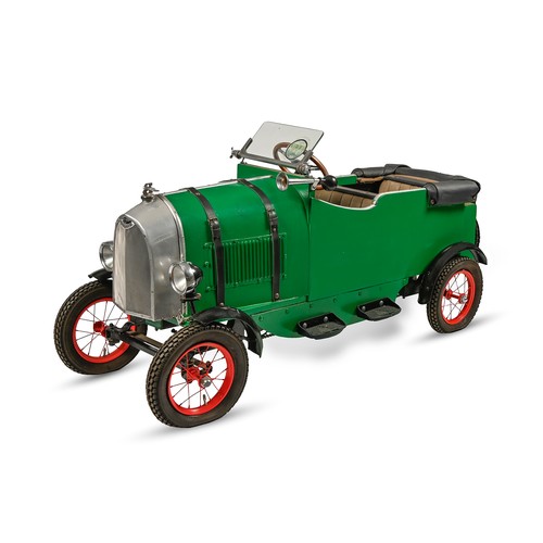 496 - A painted wood and aluminium child's 'Bentley' pedal car, with two seats, bicycle chain, drive, elec... 