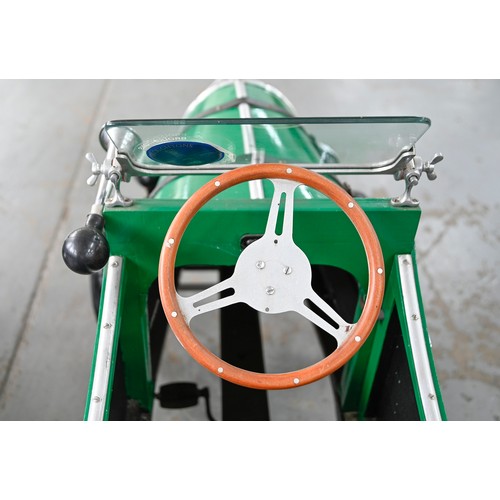 496 - A painted wood and aluminium child's 'Bentley' pedal car, with two seats, bicycle chain, drive, elec... 