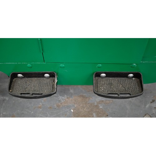 496 - A painted wood and aluminium child's 'Bentley' pedal car, with two seats, bicycle chain, drive, elec... 