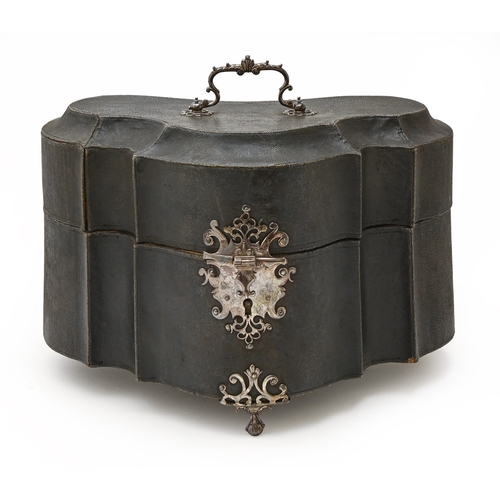 185 - A pair of George II Rococo silver tea caddies and sugar box,&nbsp;the ogee caddies and oval ogee box... 