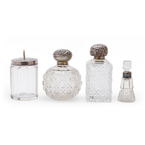 186 - A George V faceted glass marmalade jar and silver cover, 12cm h, by Walker & Hall Ltd, Sheffield... 