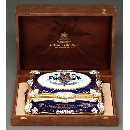 317 - Winston Churchill. A Paragon bone china commemorative cigar casket for the centenary of Sir Winston ... 