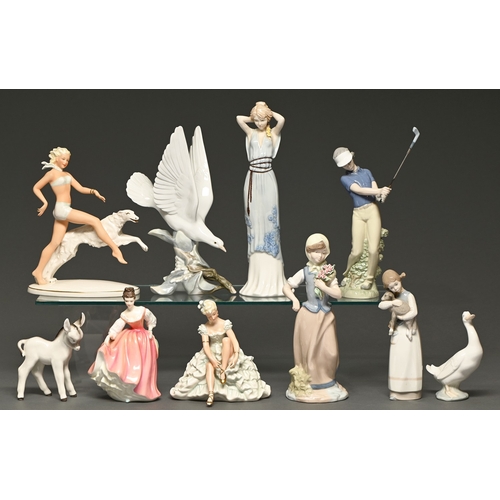 339 - Ten Royal Doulton and continental figures and models, second half 20th c, to include&nbsp;Schaubach ... 