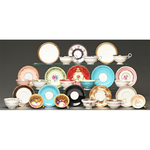 348 - Miscellaneous English bone china teaware, 20th c, to include three Aynsley printed and painted teacu... 